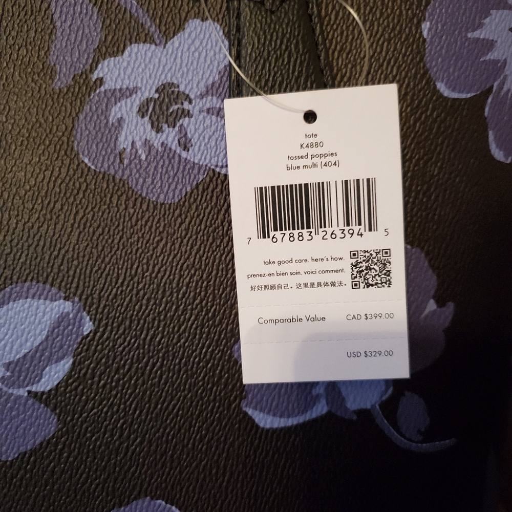 Kate Spade Black Tote with Floral Print -- Great Condition Preloved. - Picture 5 of 7
